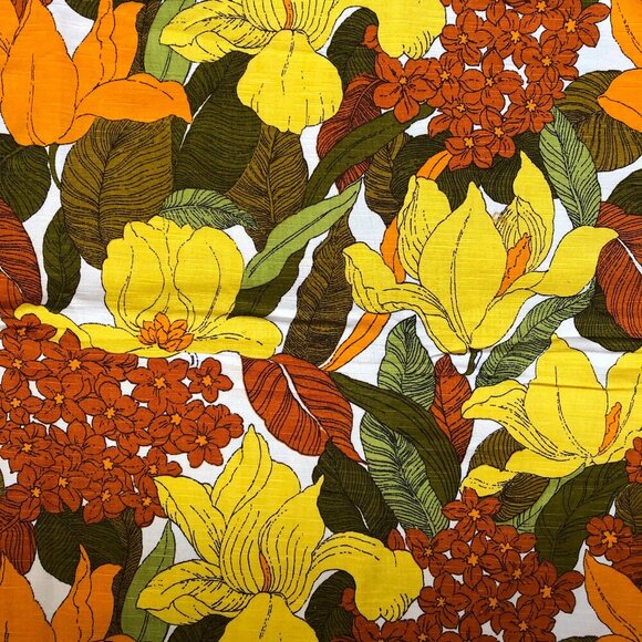 Vintage 70s retro floral large bold print 3 yards by 5th Avenue designs fabric - Picture 2 of 10